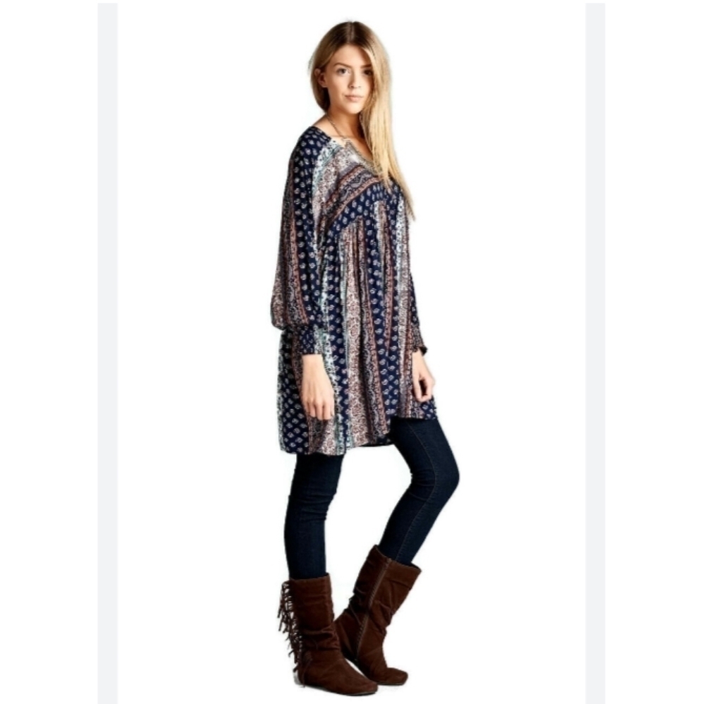 Velzera Paisley boho tunic top